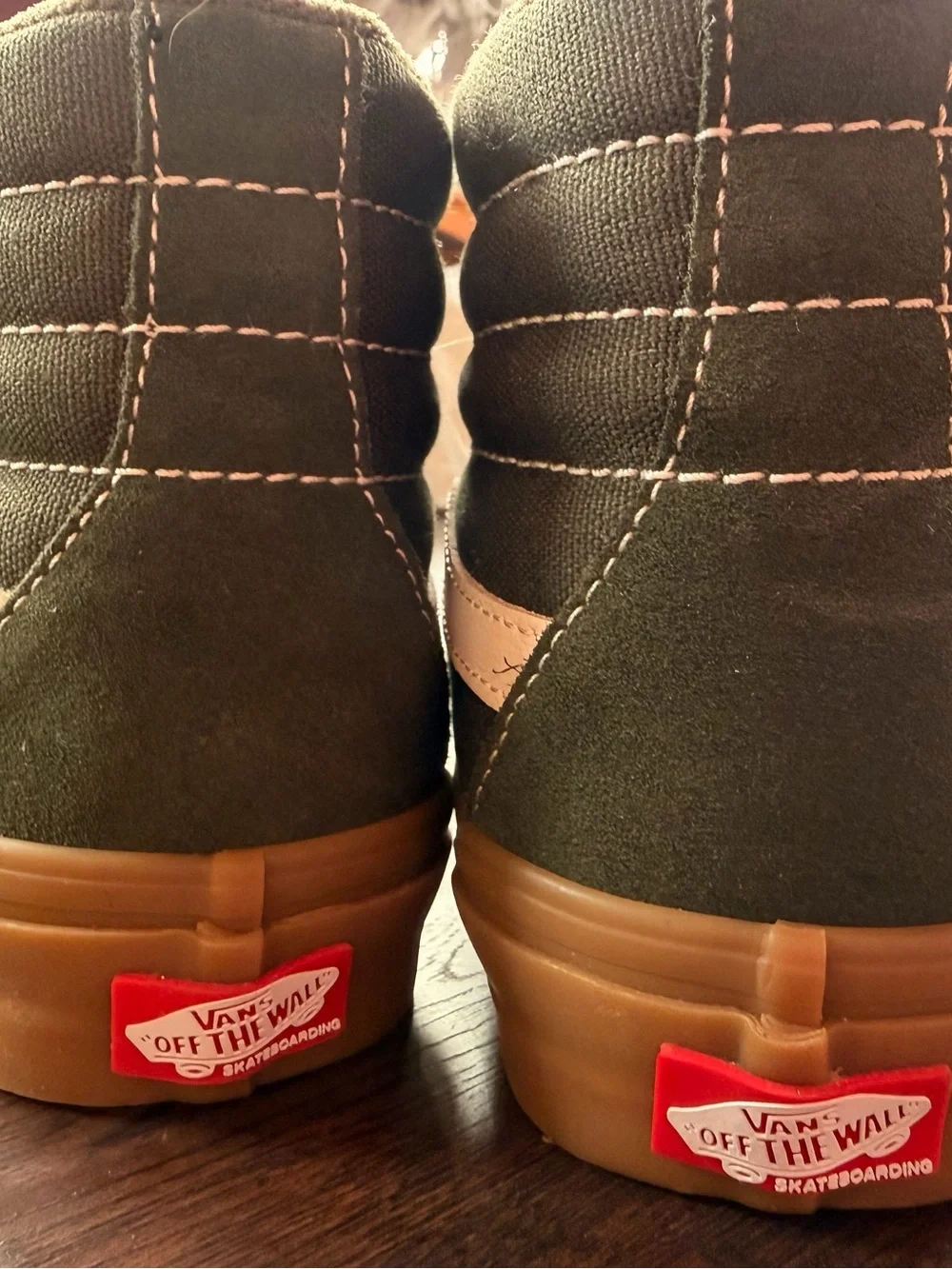 Vans Olive Green High-Top Sneakers with Gum Soles